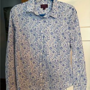 J. Crew Liberty Print Blue and White Floral Women’s blouse
